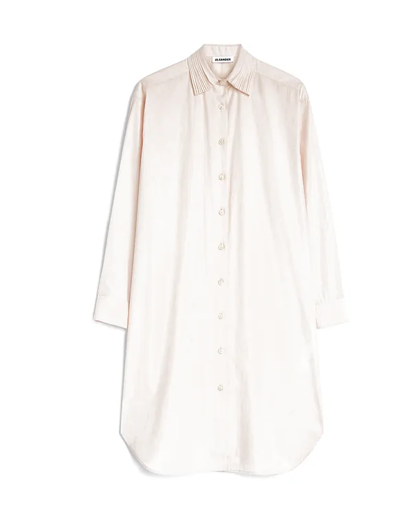 Jil Sander Cotton Poplin Shirt Dress with Multi-Layered Collar in Seashell pink